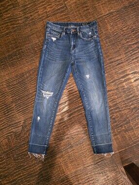 BLANKNYC The Bond Size 30 Distressed Skinny Jeans Raw Hem Medium Wash